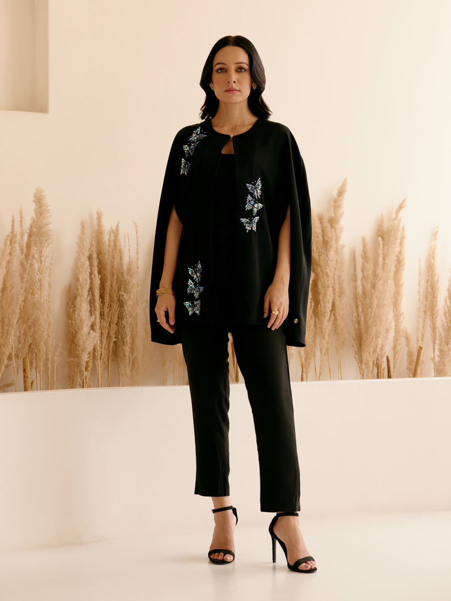 Buy Black Alpine Beaded Cape Online - Chique