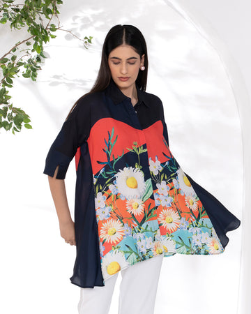 RED SIDE PANEL FIORE SHIRT
