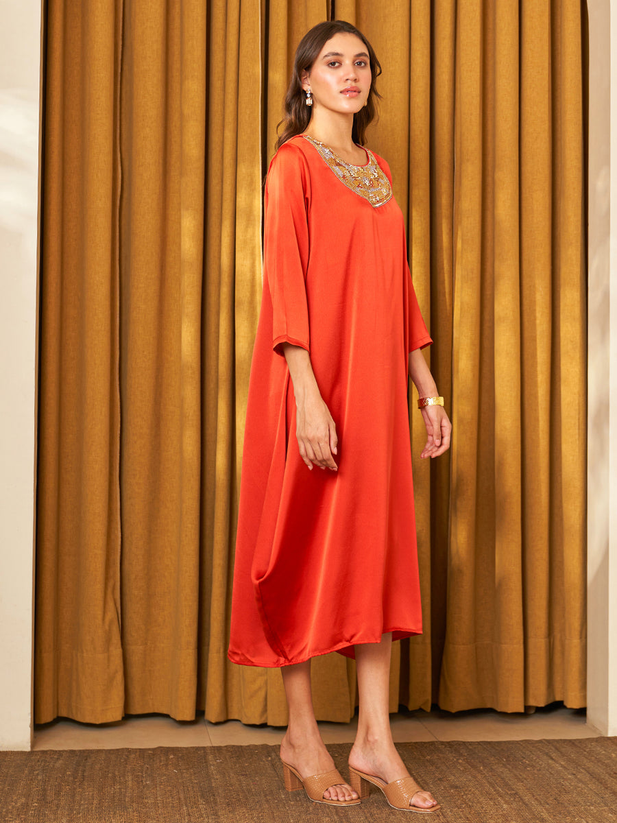 Buy Rust Orange Styli Dress Online - Chique