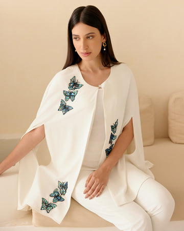 WHITE ALPINE BEADED CAPE