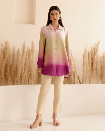 PINK/GREEN COSMIC BUTTON DOWN SHIRT