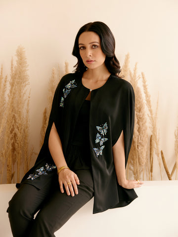 BLACK ALPINE BEADED CAPE