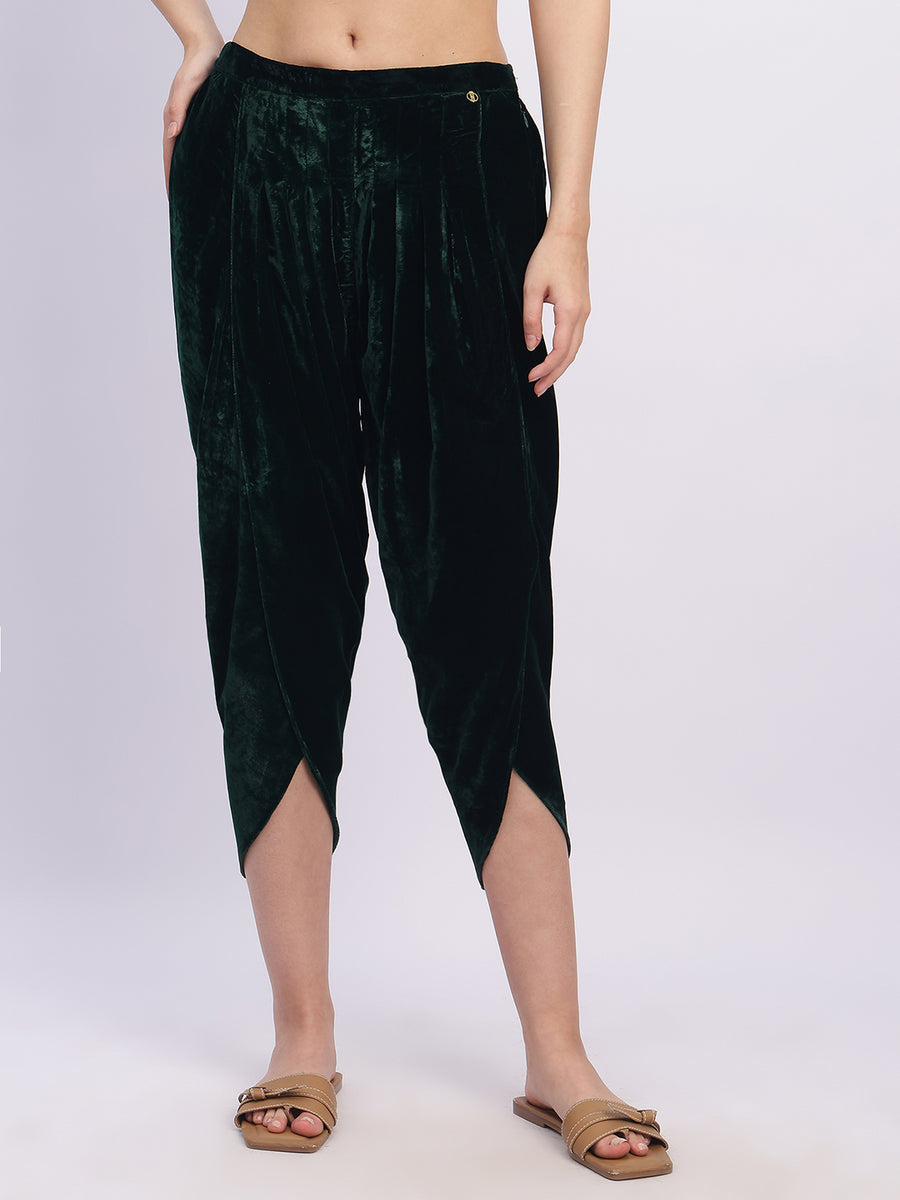 VELVET EMERALD GREEN TULIP PANT
