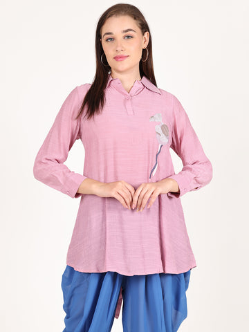 Blush Patch Embroidery Shirt