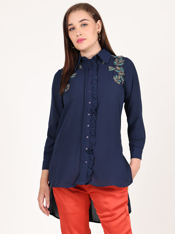 NAVY LEAFY ALIA SHIRT