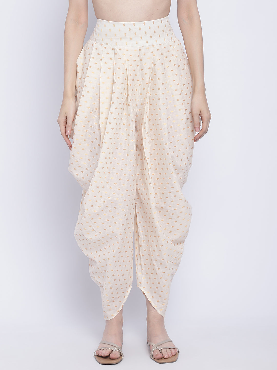 Plain Dupion Silk Dhoti Pant in Off White : MVE791