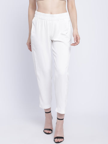 WHITE NARROW LEG TROUSER