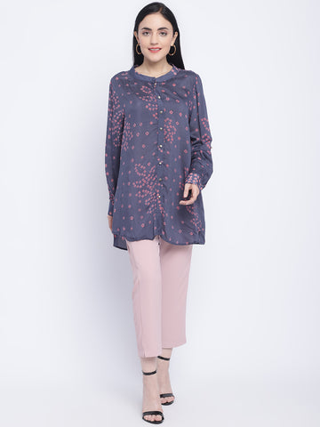 BLUE BANDHEJ BUTTON DOWN SHIRT