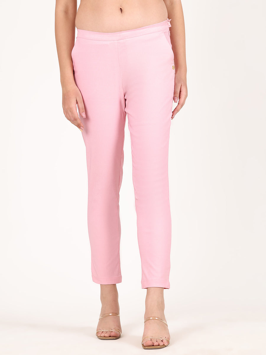 LYCRA BABY PINK SIDE ZIP PANT
