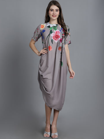 BROWN HANGING GARDEN SH PLEATED DRESS
