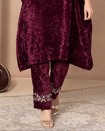 VELVET PLUM EMBELLE PANTS