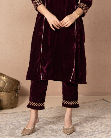 VELVET WINE KALI TROUSER