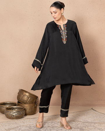 BLACK SATIN RADICAL TUNIC