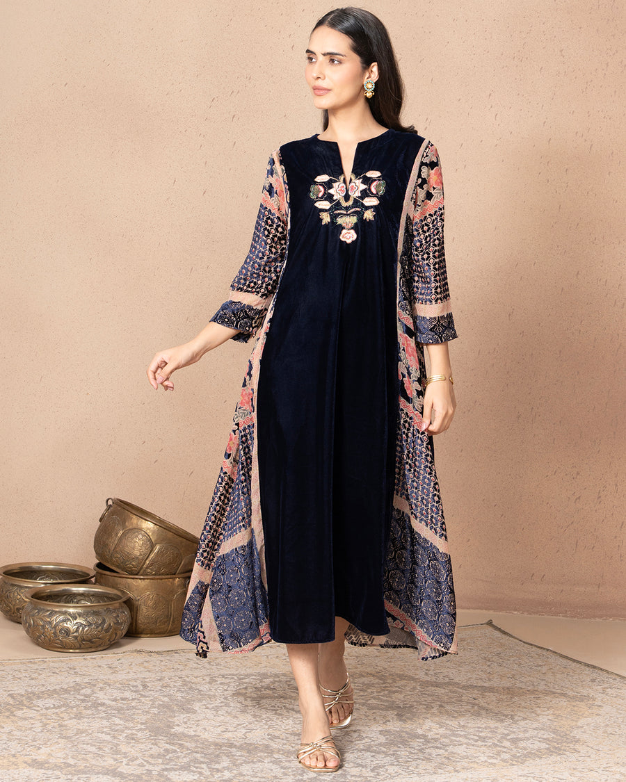 NAVY VELVIQUE TUNIC