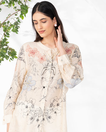 BEIGE DANISH CONCEALED BUTTON TUNIC