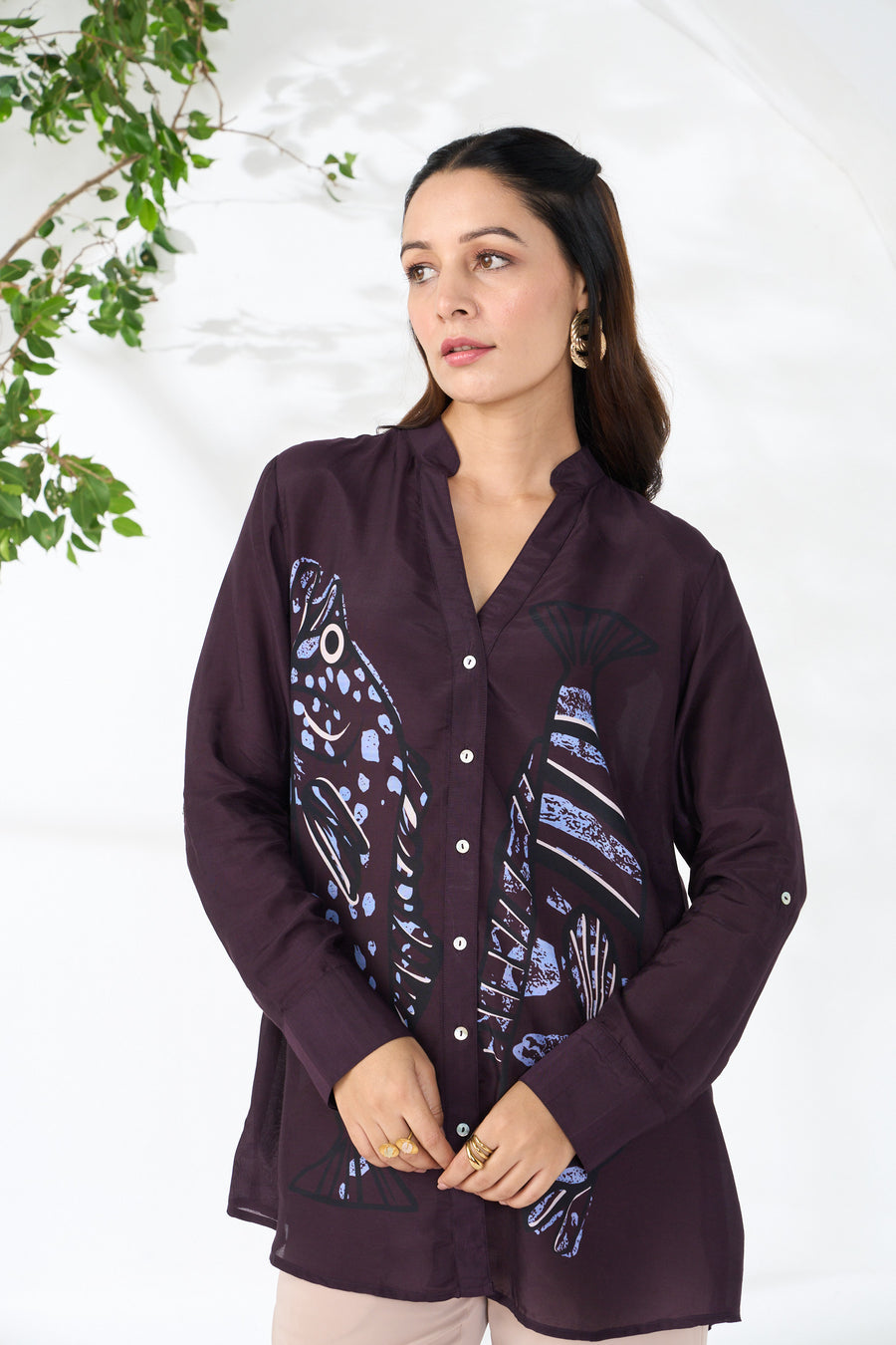 EGGPLANT MIRZA SAMAYA SHIRT