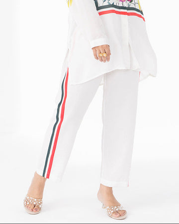 WHITE STRIPEY WEDGE PANTS