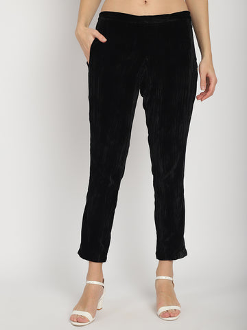 VELVET BLACK SIDE ZIP PANT