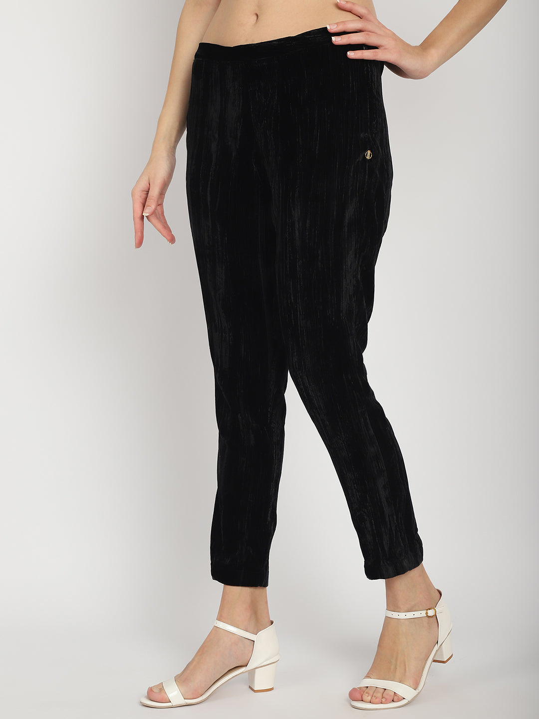 Buy Velvet Black Side Zip Pant Online - Chique