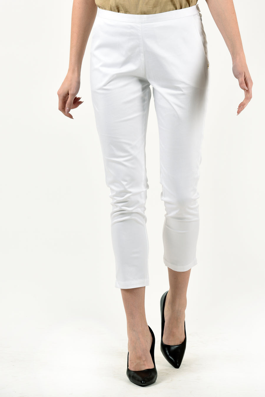 LYCRA WHITE SIDE ZIP PANT