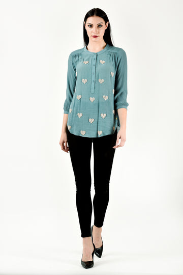 Solid Turquoise Heartbeat Shirt