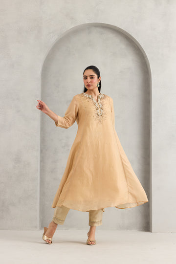 BEIGE VELVIQUE DRESS