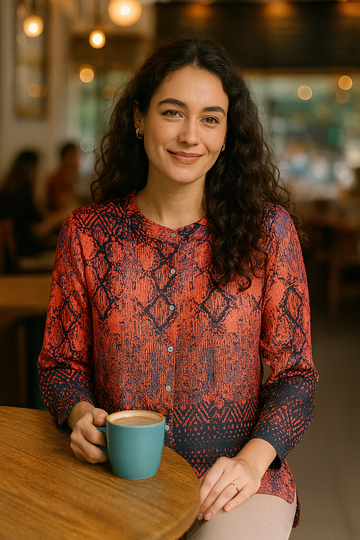 ORANGE SNAKE BUTTON DOWN SHIRT