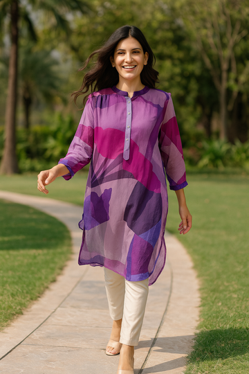 PURPLE SAHARA GATHERED TUNIC