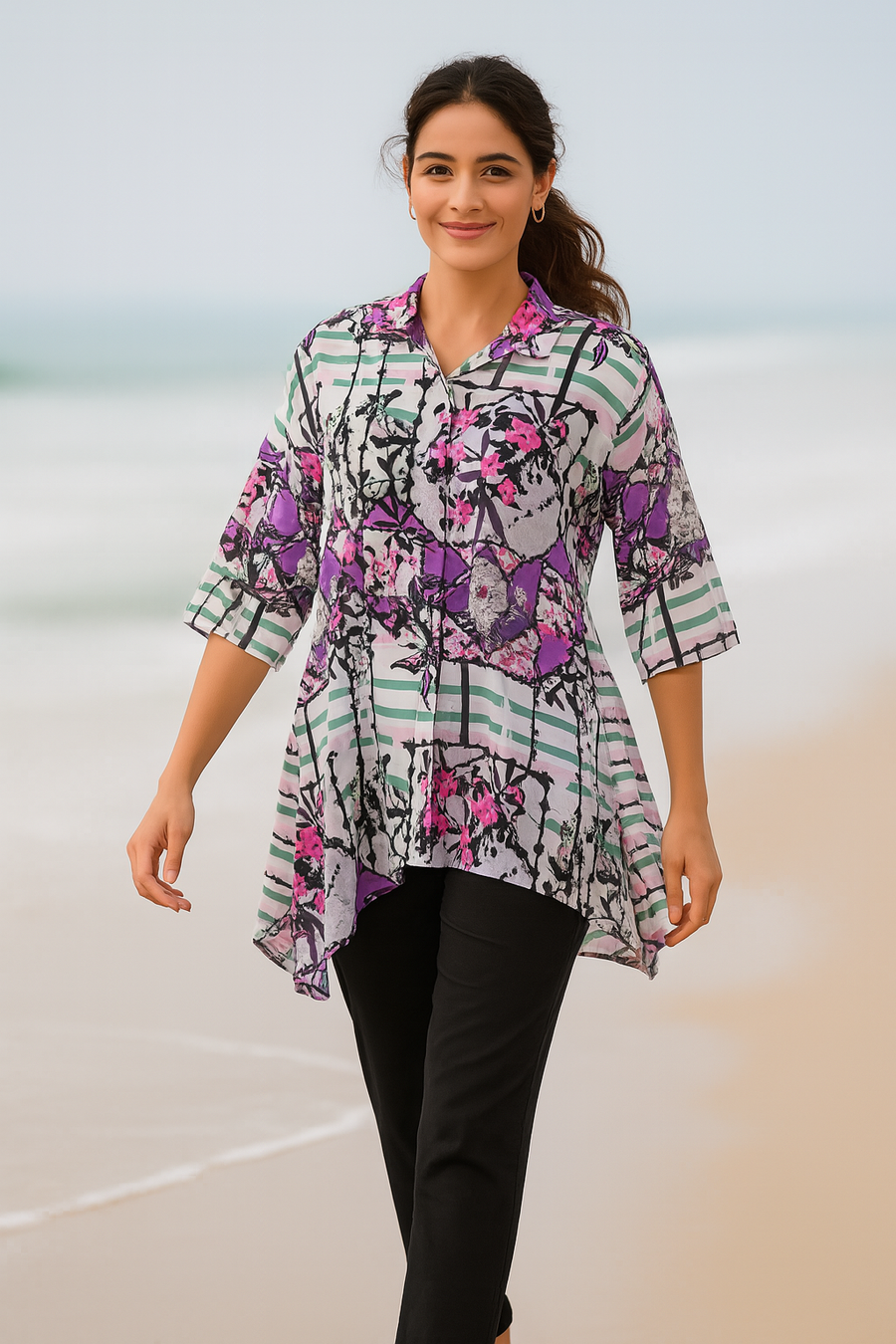 PURPLE RESHA SIDE PANEL SHIRT