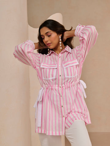 PINK MIDI SHIRT