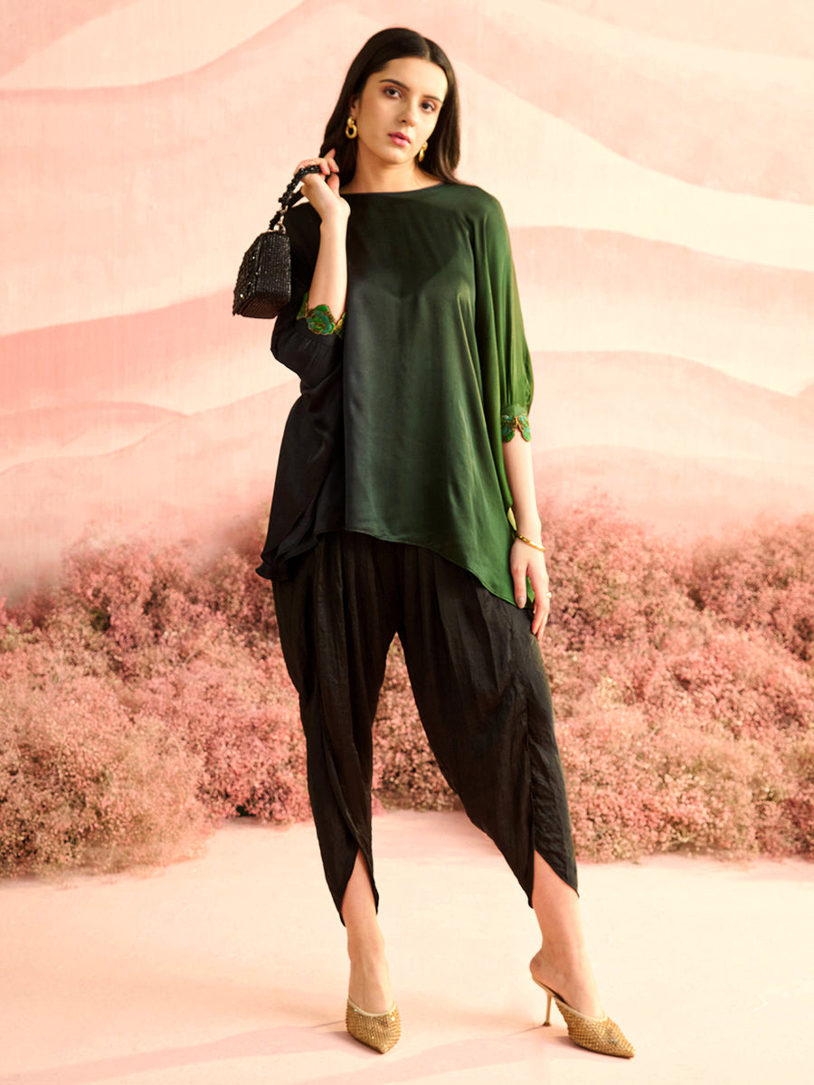 OMBRE GREEN ROSES CASPER CUFF BEADED TOP