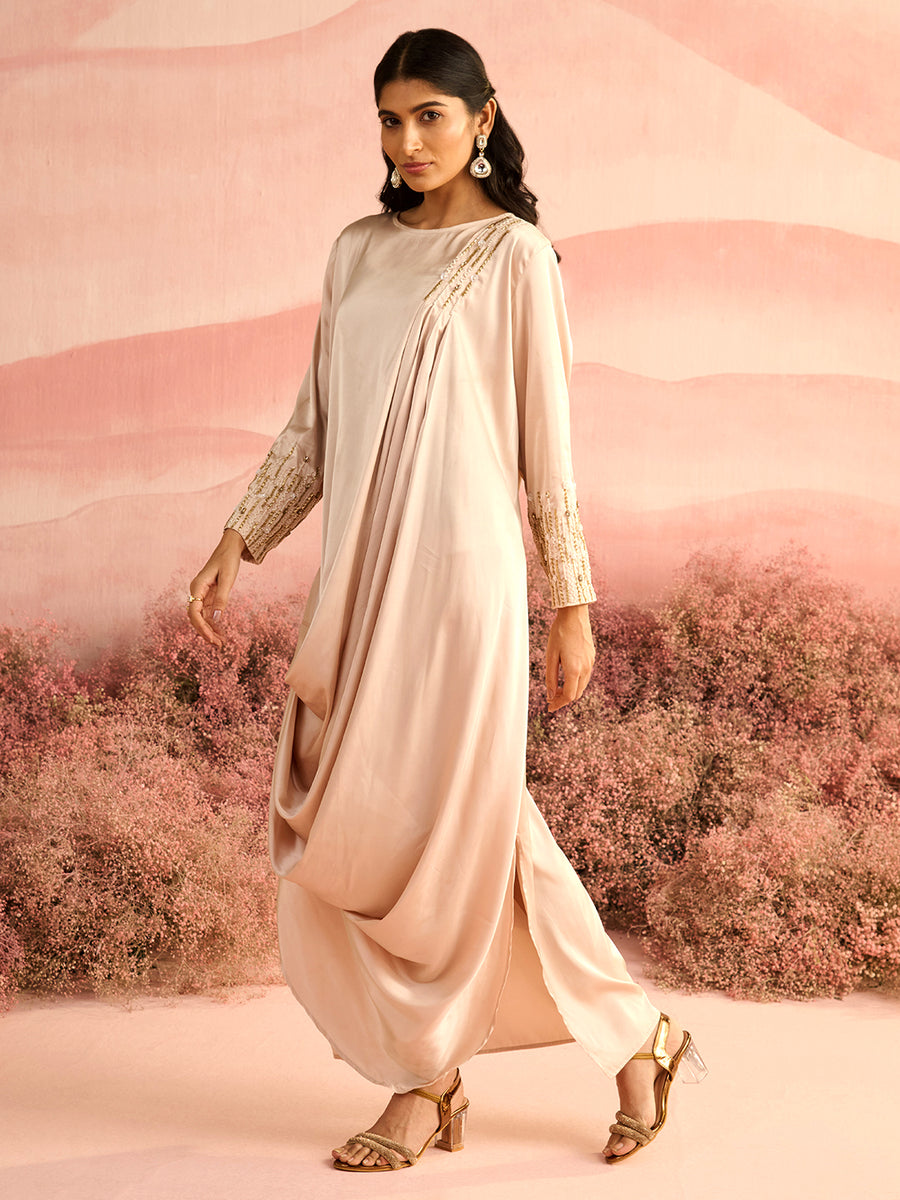 LIGHT GOLD CREW DRESS