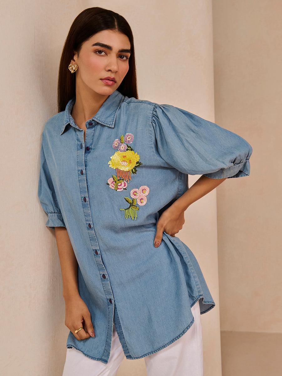 DENIM BLUE MEND SHIRT