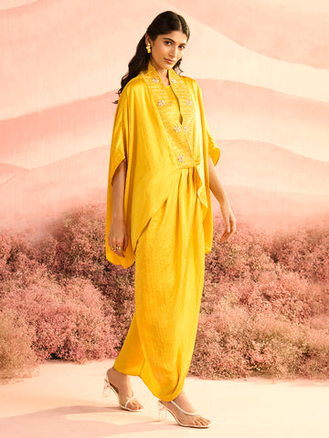 MUSTARD TULE DRESS