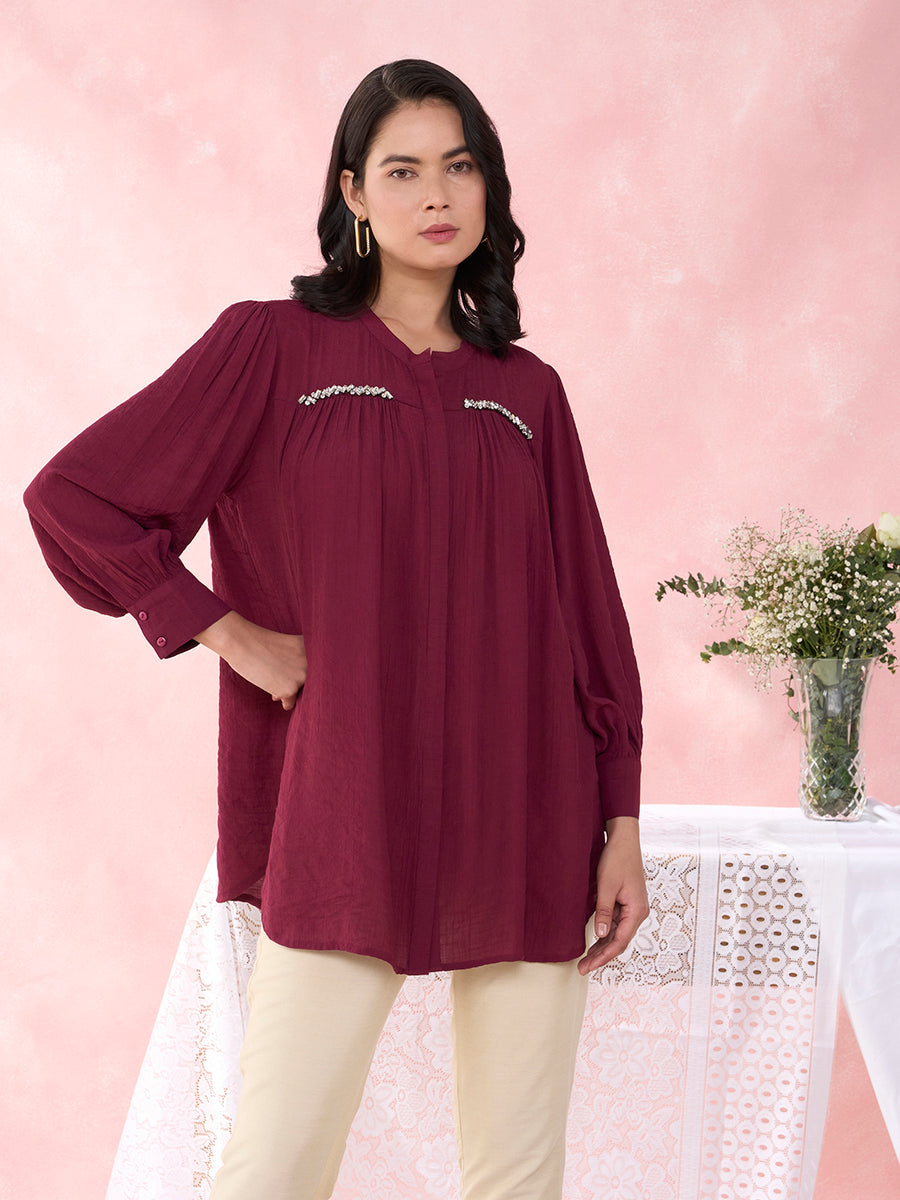 WINE CANVA SHIRT