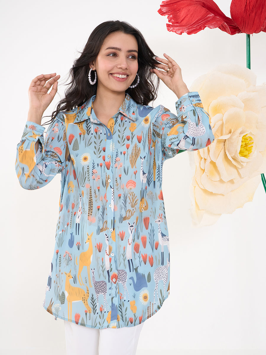 GREEN GLAMA COLLARED BUTTON DOWN SHIRT