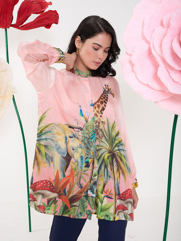PINK JIRAFA CONCEAL BUTTON SHIRT