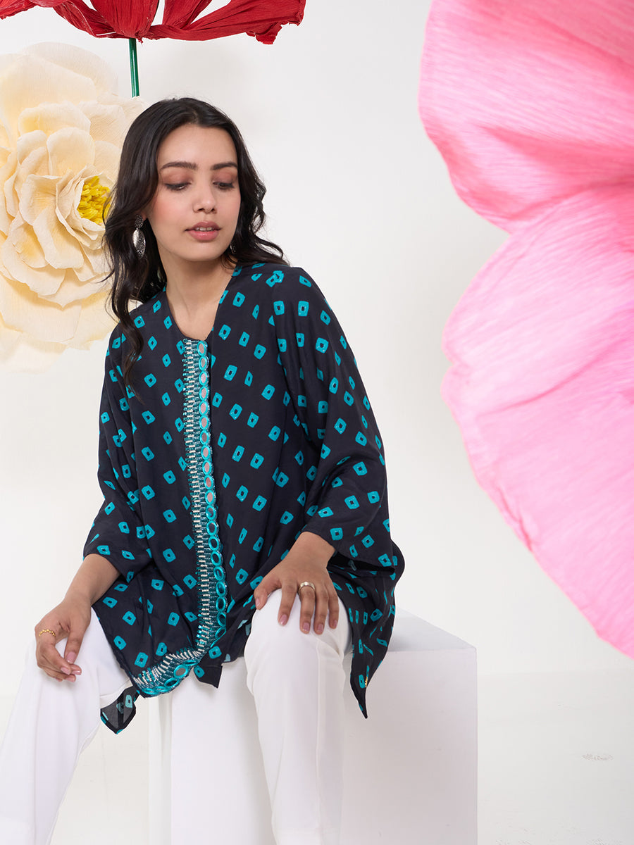TEAL BLACK BOOND ARALIA SHIRT
