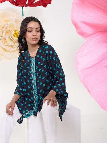 TEAL BLACK BOOND ARALIA SHIRT