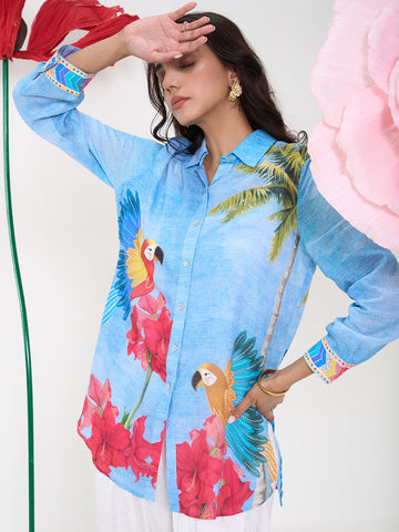 BLUE RUFUS COLLARED BUTTON DOWN SHIRT