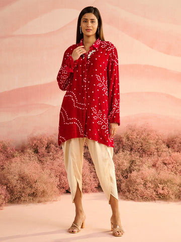 VELVET RANI BANDHEJ KILA SHIRT