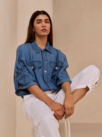 DENIM BLUE DEMURE SHIRT