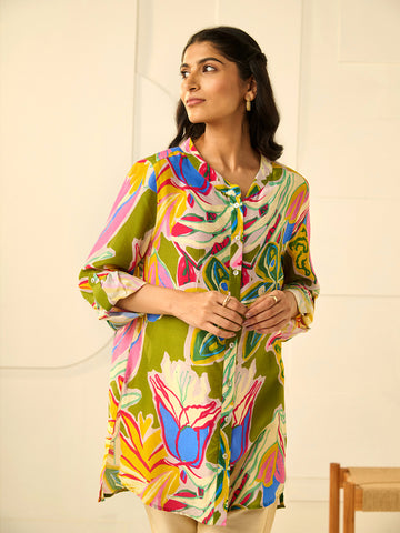 GREEN CRUX BUTTON DOWN SHIRT