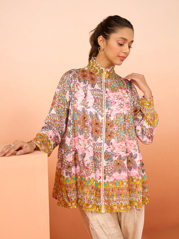 DAKE PINK ZIP-UP SHIRT