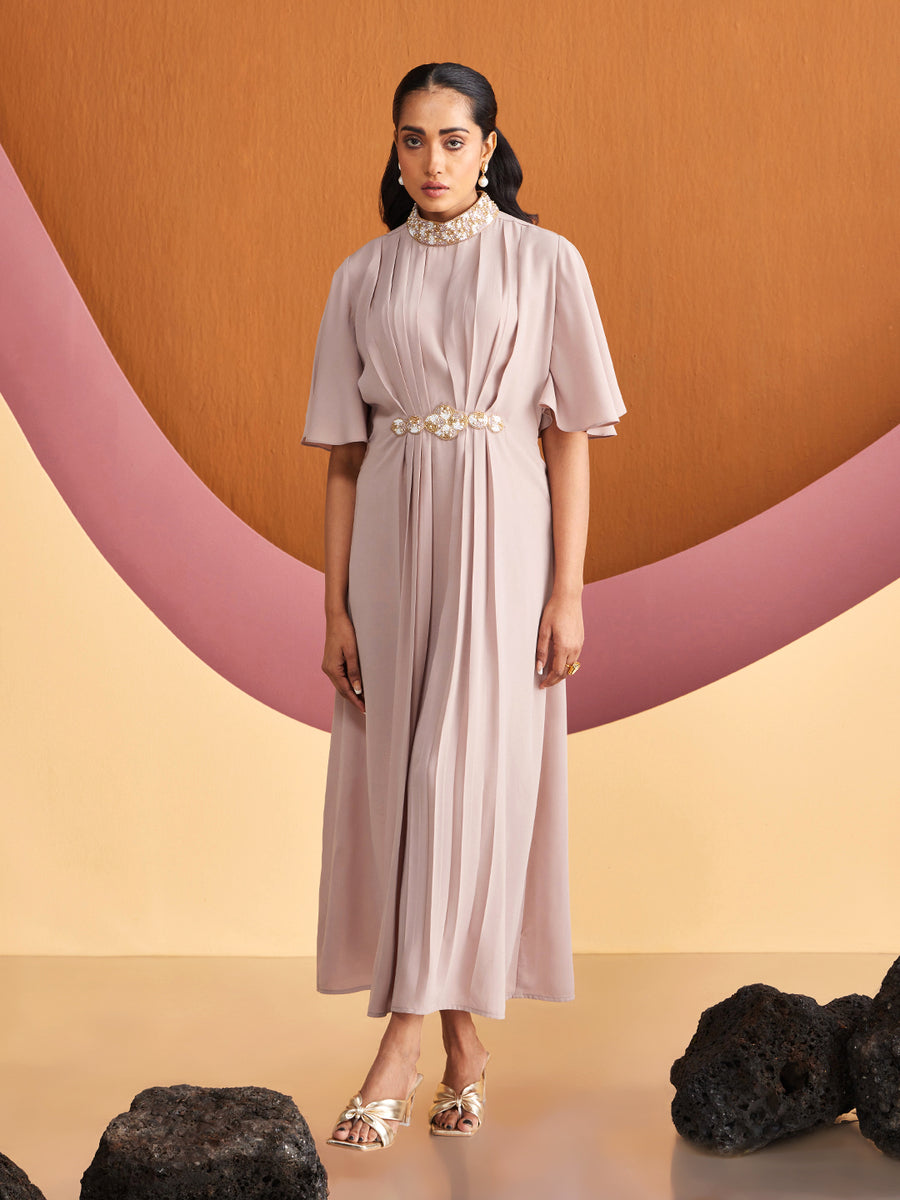 DUSTY ROSE CHRISTA BEADED DRESS