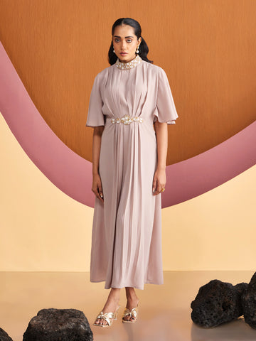 DUSTY ROSE CHRISTA BEADED DRESS