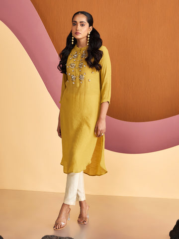 MUSTARD GATHERED TUNIC