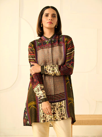 BROWN KEVA CONCEALED BUTTON SHIRT