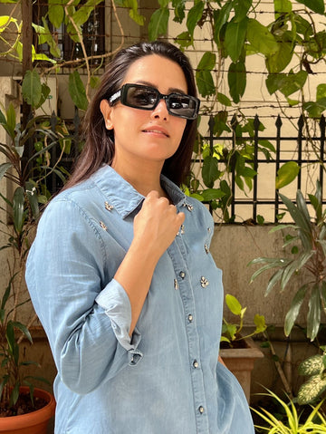 DENIM BLUE BUTTON DOWN SHIRT