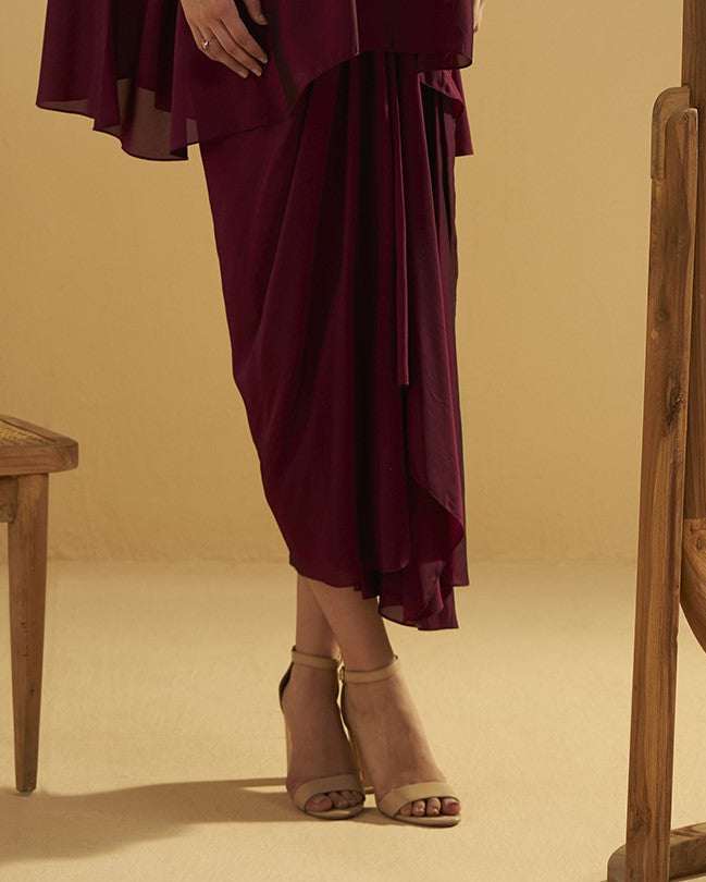 PLUM DRAPE SKIRT